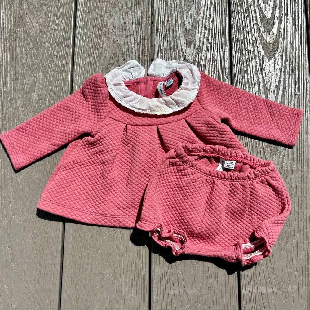 Janie and Jack pink quilted matching set